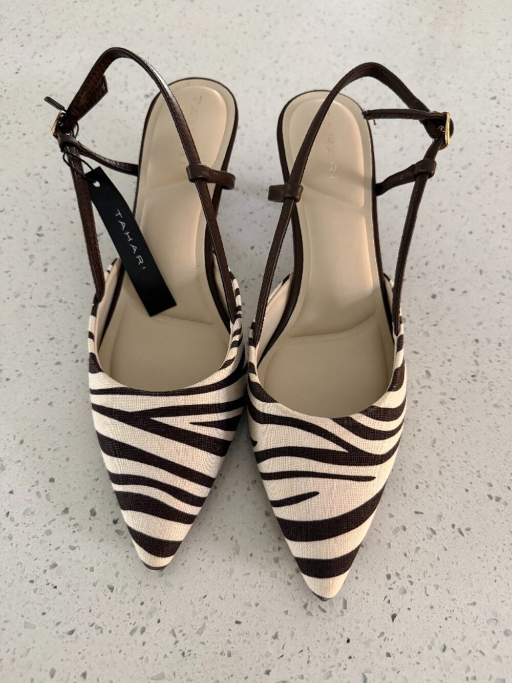 Tahari Linbel Zebra Print Slingback Kitten Heels – Size 8.5 NWT